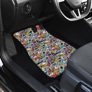 Graffiti Cartoon Characters Print Front and Back Car Floor Mats