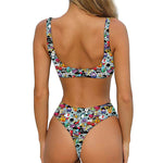 Graffiti Cartoon Characters Print Front Bow Tie Bikini