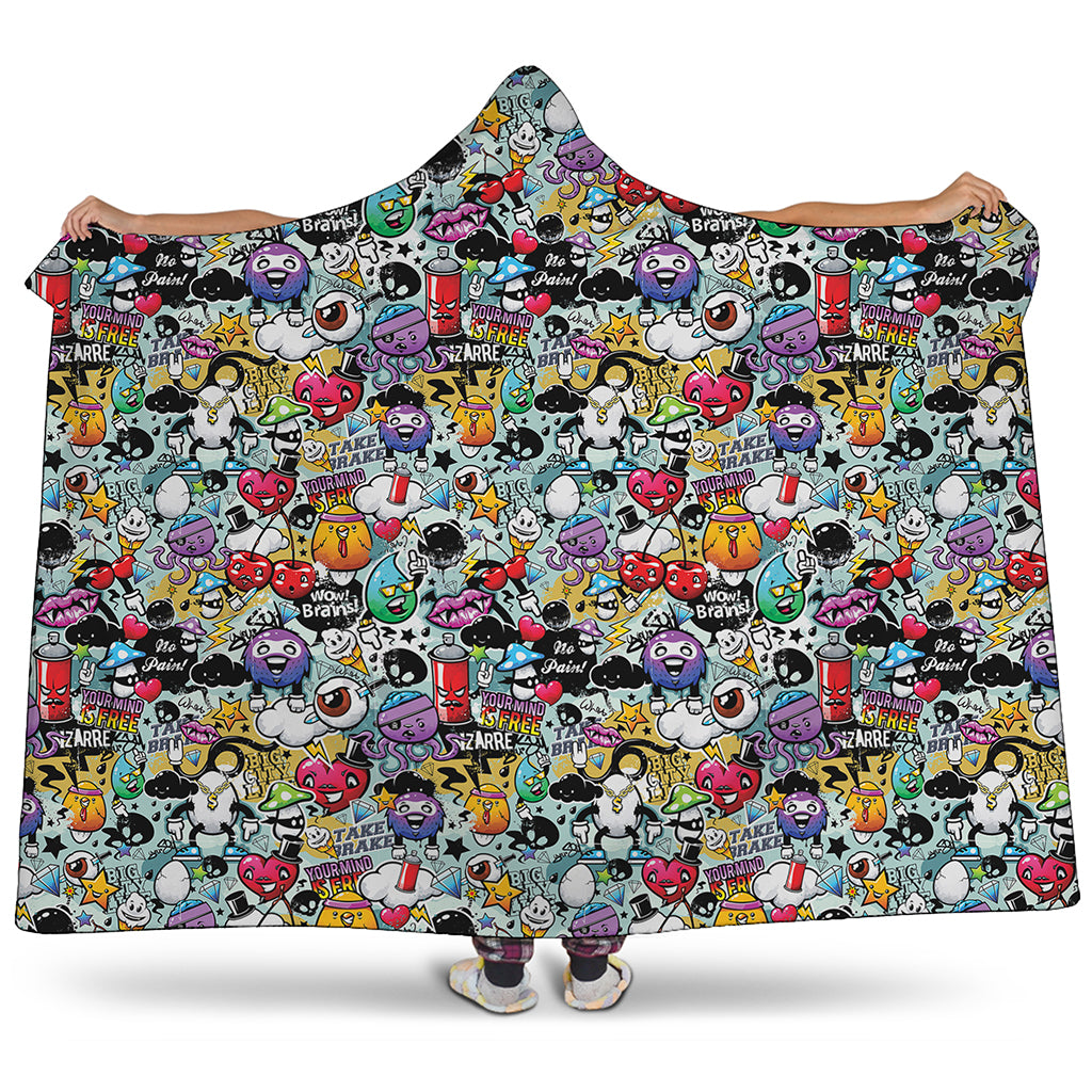 Graffiti Cartoon Characters Print Hooded Blanket