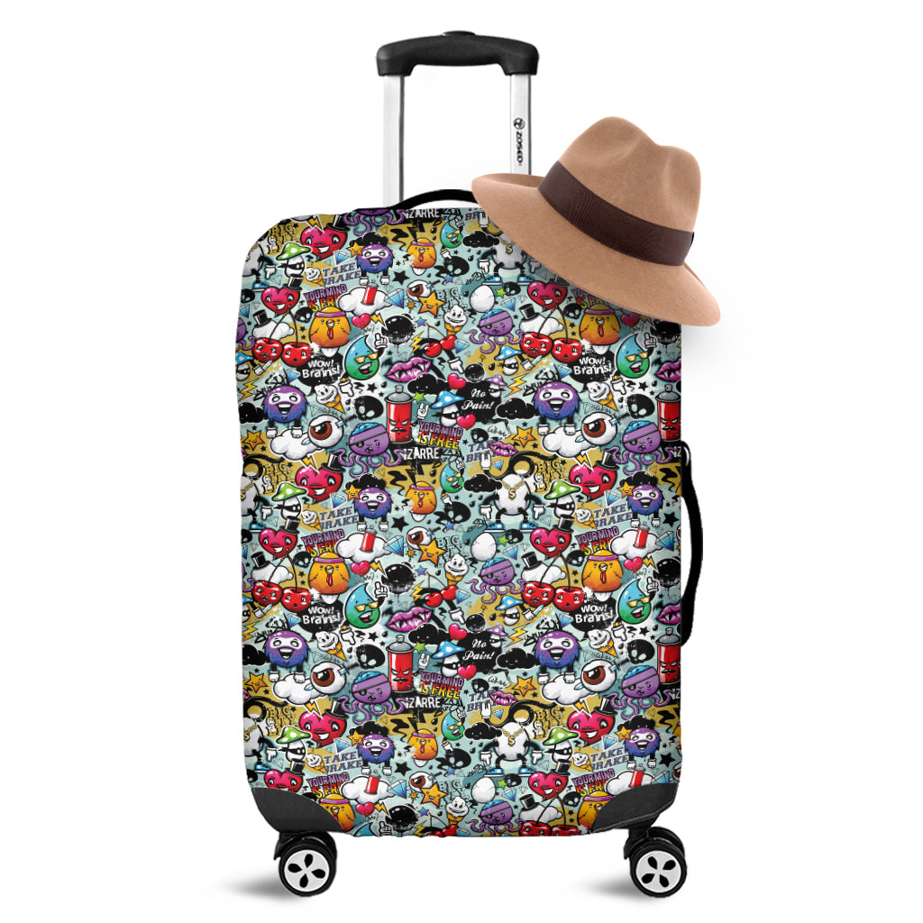 Graffiti Cartoon Characters Print Luggage Cover