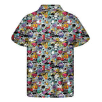 Graffiti Cartoon Characters Print Men's Short Sleeve Shirt