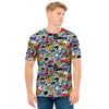 Graffiti Cartoon Characters Print Men's T-Shirt