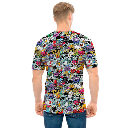 Graffiti Cartoon Characters Print Men's T-Shirt