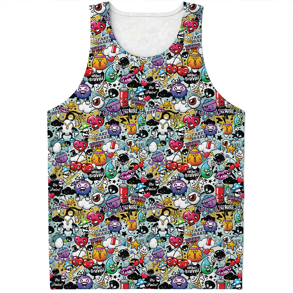 Graffiti Cartoon Characters Print Men's Tank Top