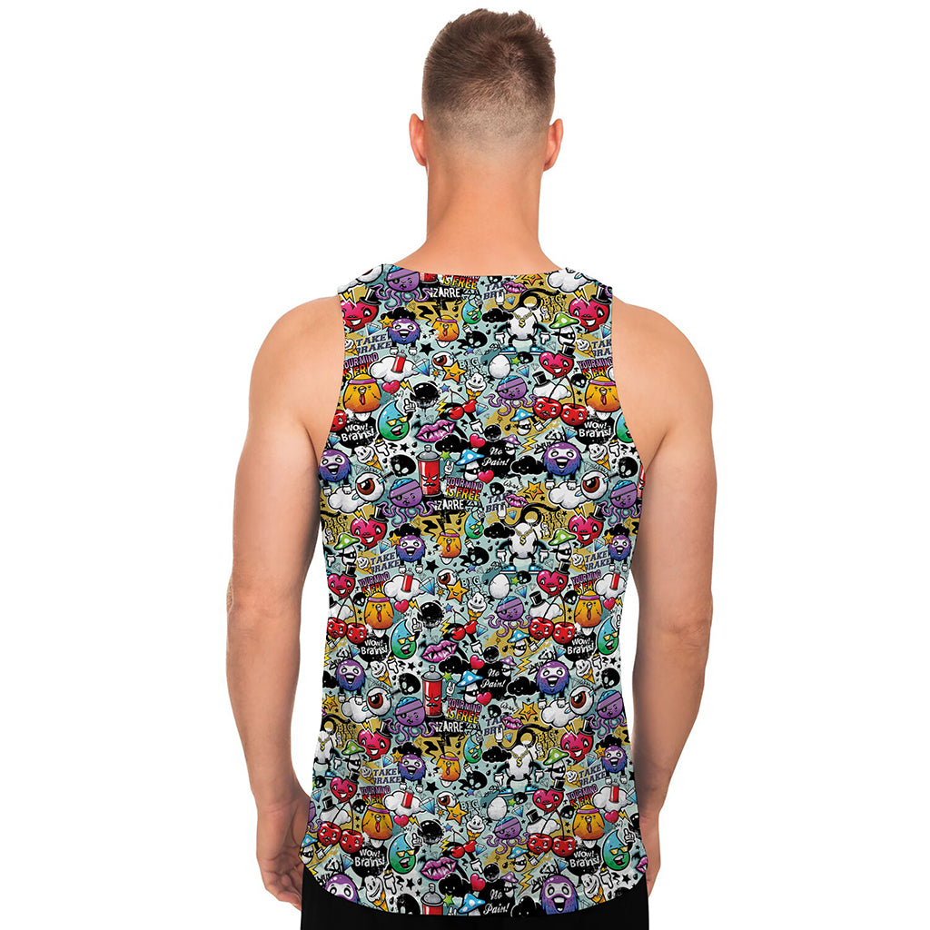 Graffiti Cartoon Characters Print Men's Tank Top