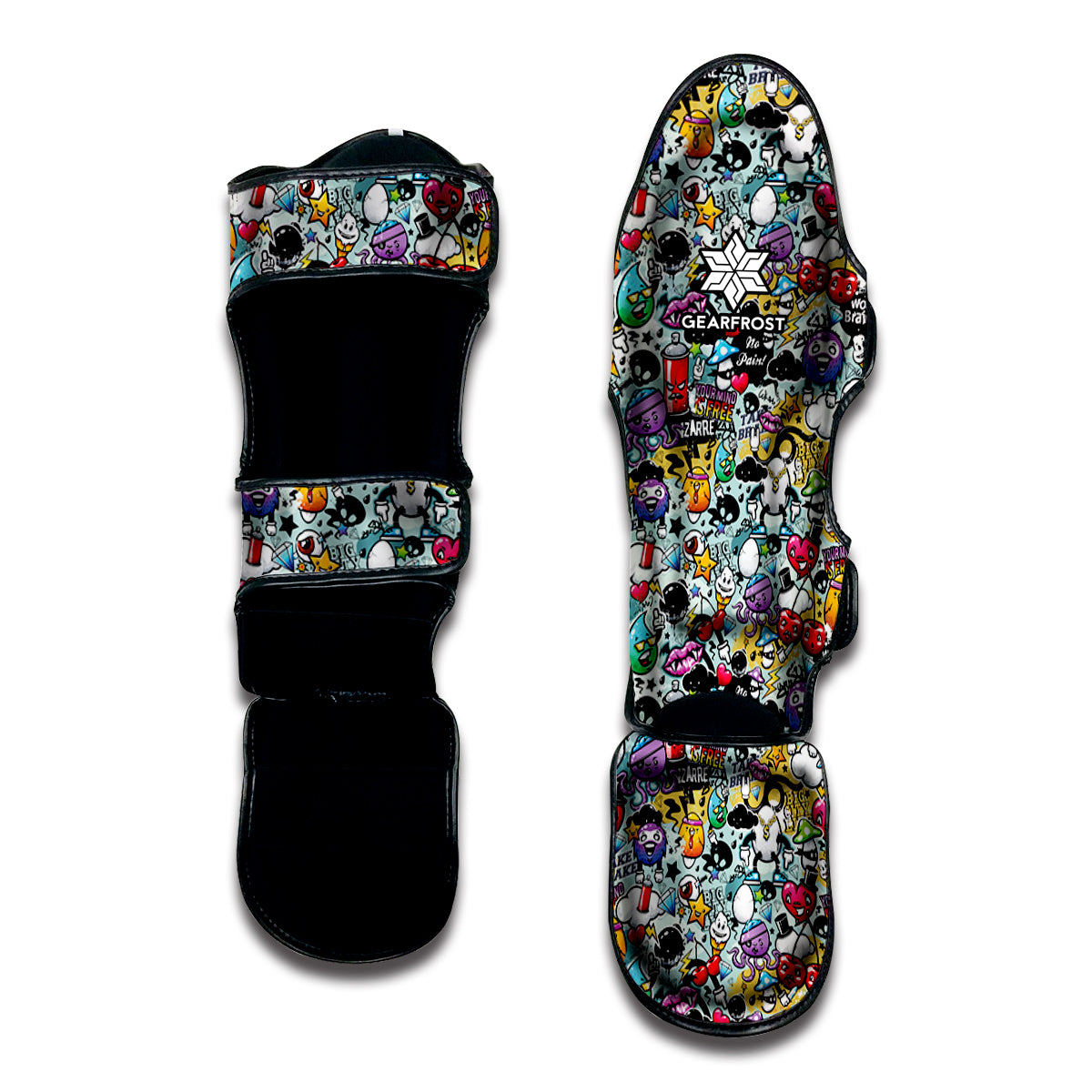 Graffiti Cartoon Characters Print Muay Thai Shin Guard