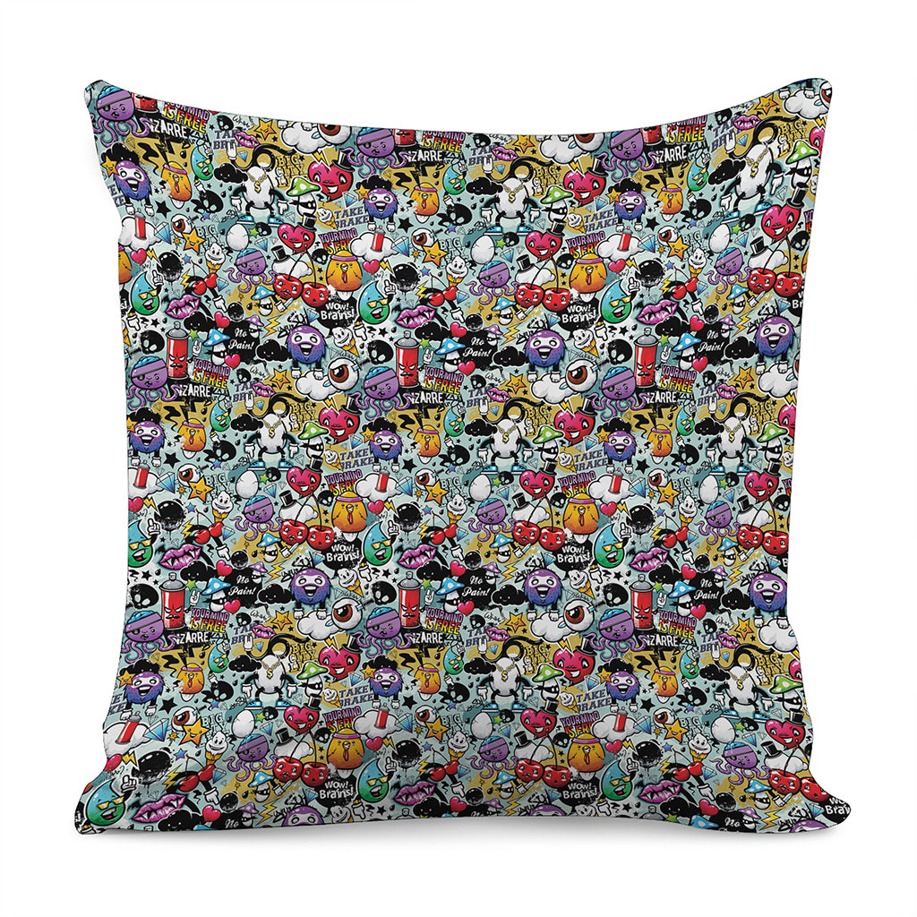 Graffiti Cartoon Characters Print Pillow Cover