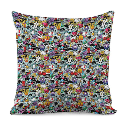 Graffiti Cartoon Characters Print Pillow Cover