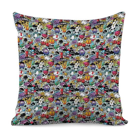 Graffiti Cartoon Characters Print Pillow Cover