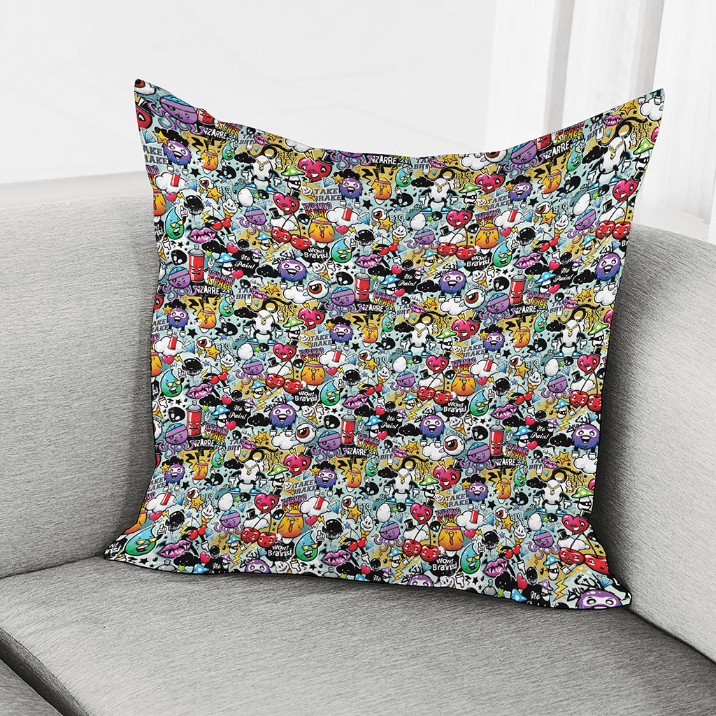 Graffiti Cartoon Characters Print Pillow Cover