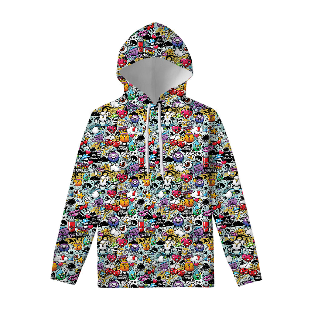 Graffiti Cartoon Characters Print Pullover Hoodie