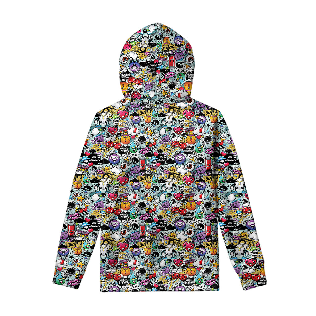 Graffiti Cartoon Characters Print Pullover Hoodie