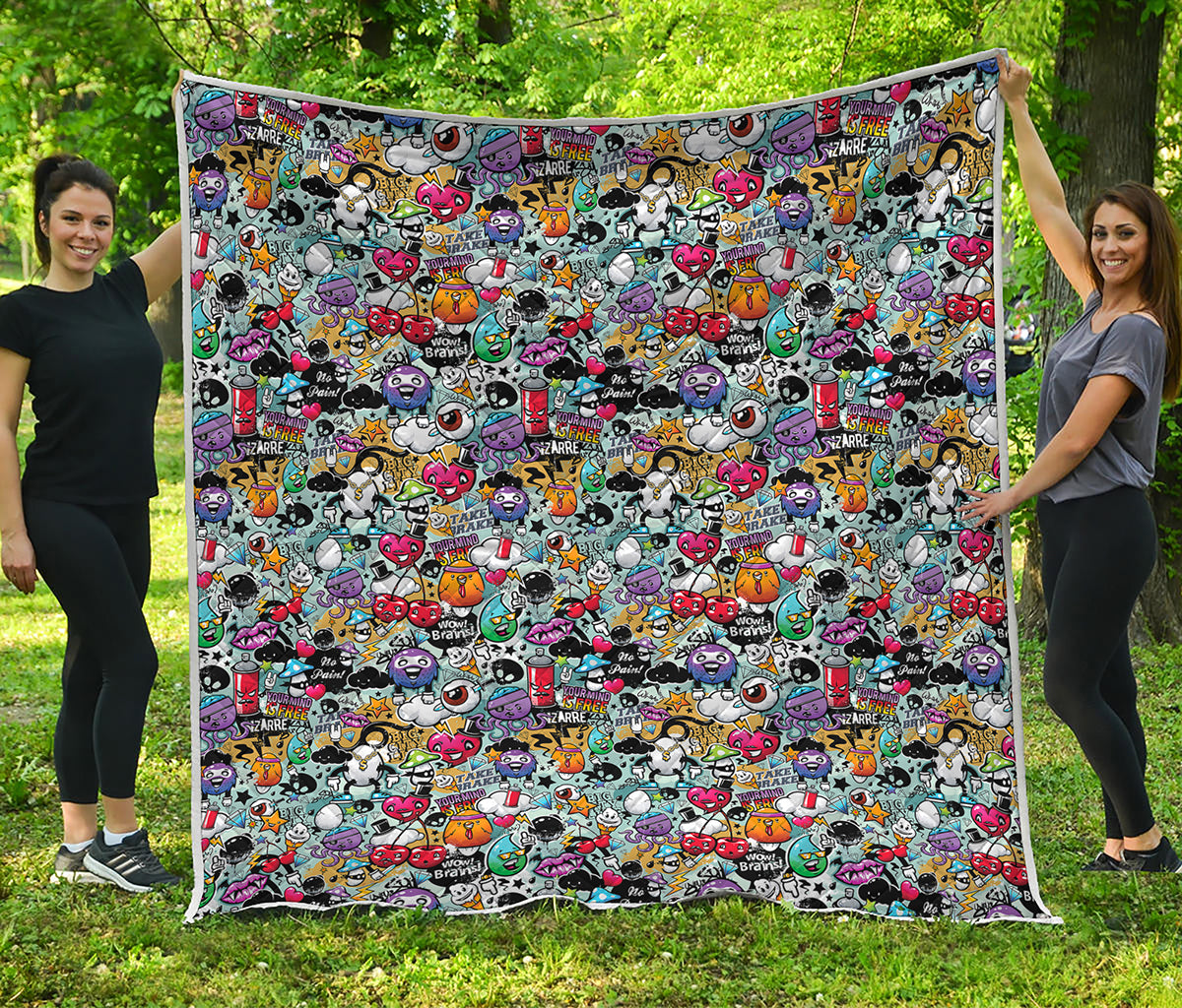 Graffiti Cartoon Characters Print Quilt