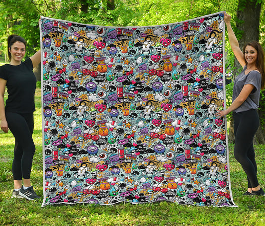 Graffiti Cartoon Characters Print Quilt
