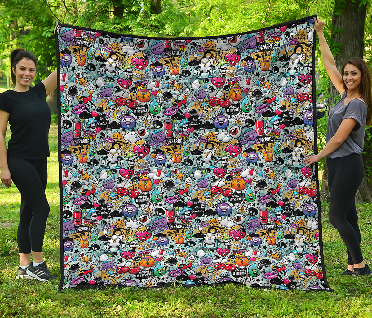 Graffiti Cartoon Characters Print Quilt