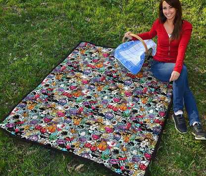 Graffiti Cartoon Characters Print Quilt