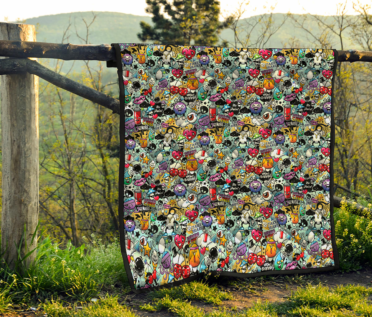 Graffiti Cartoon Characters Print Quilt