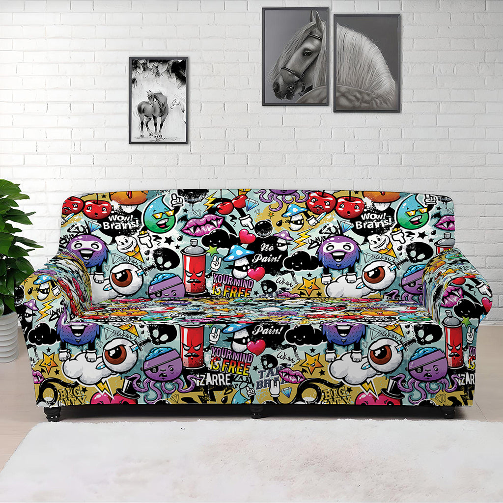 Graffiti Cartoon Characters Print Sofa Cover