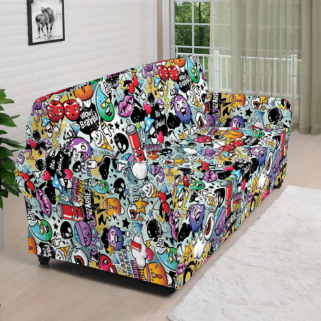 Graffiti Cartoon Characters Print Sofa Cover