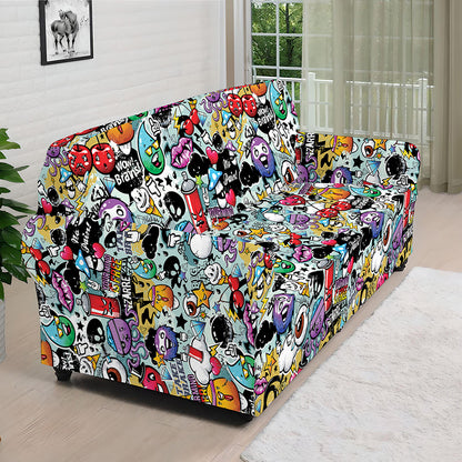 Graffiti Cartoon Characters Print Sofa Cover