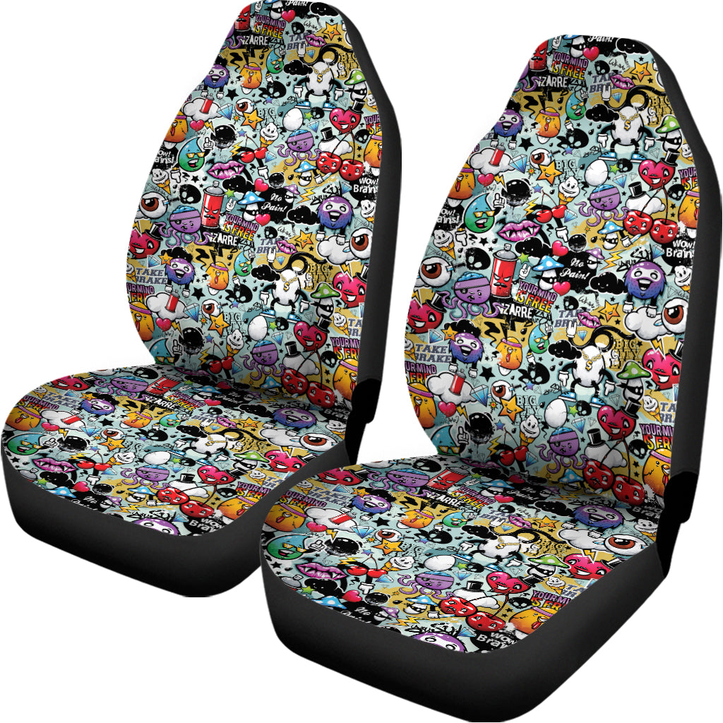 Graffiti Cartoon Characters Print Universal Fit Car Seat Covers