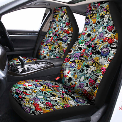 Graffiti Cartoon Characters Print Universal Fit Car Seat Covers