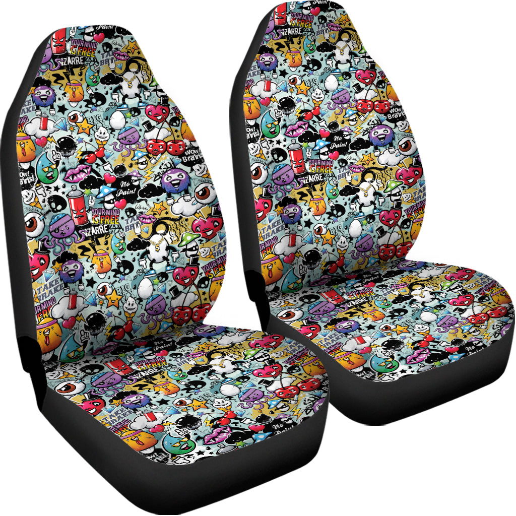 Graffiti Cartoon Characters Print Universal Fit Car Seat Covers