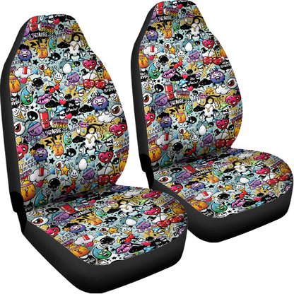 Graffiti Cartoon Characters Print Universal Fit Car Seat Covers