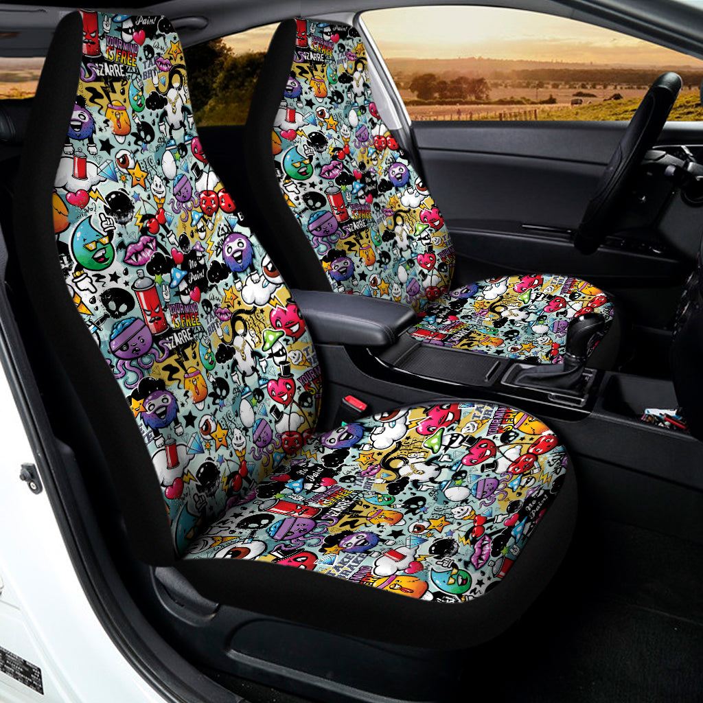 Graffiti Cartoon Characters Print Universal Fit Car Seat Covers