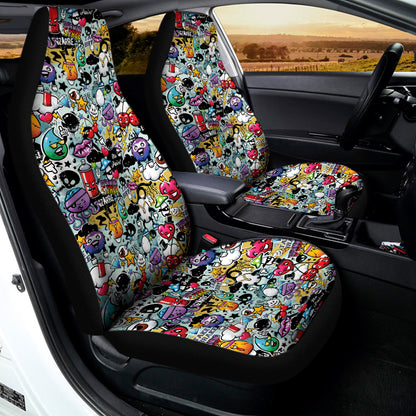 Graffiti Cartoon Characters Print Universal Fit Car Seat Covers