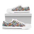 Graffiti Cartoon Characters Print White Low Top Sneakers