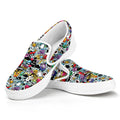 Graffiti Cartoon Characters Print White Slip On Sneakers