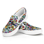 Graffiti Cartoon Characters Print White Slip On Shoes