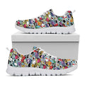 Graffiti Cartoon Characters Print White Running Shoes