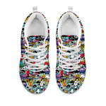 Graffiti Cartoon Characters Print White Sneakers