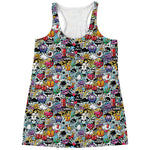 Graffiti Cartoon Characters Print Women's Racerback Tank Top