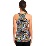 Graffiti Cartoon Characters Print Women's Racerback Tank Top