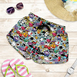 Graffiti Cartoon Characters Print Women's Shorts