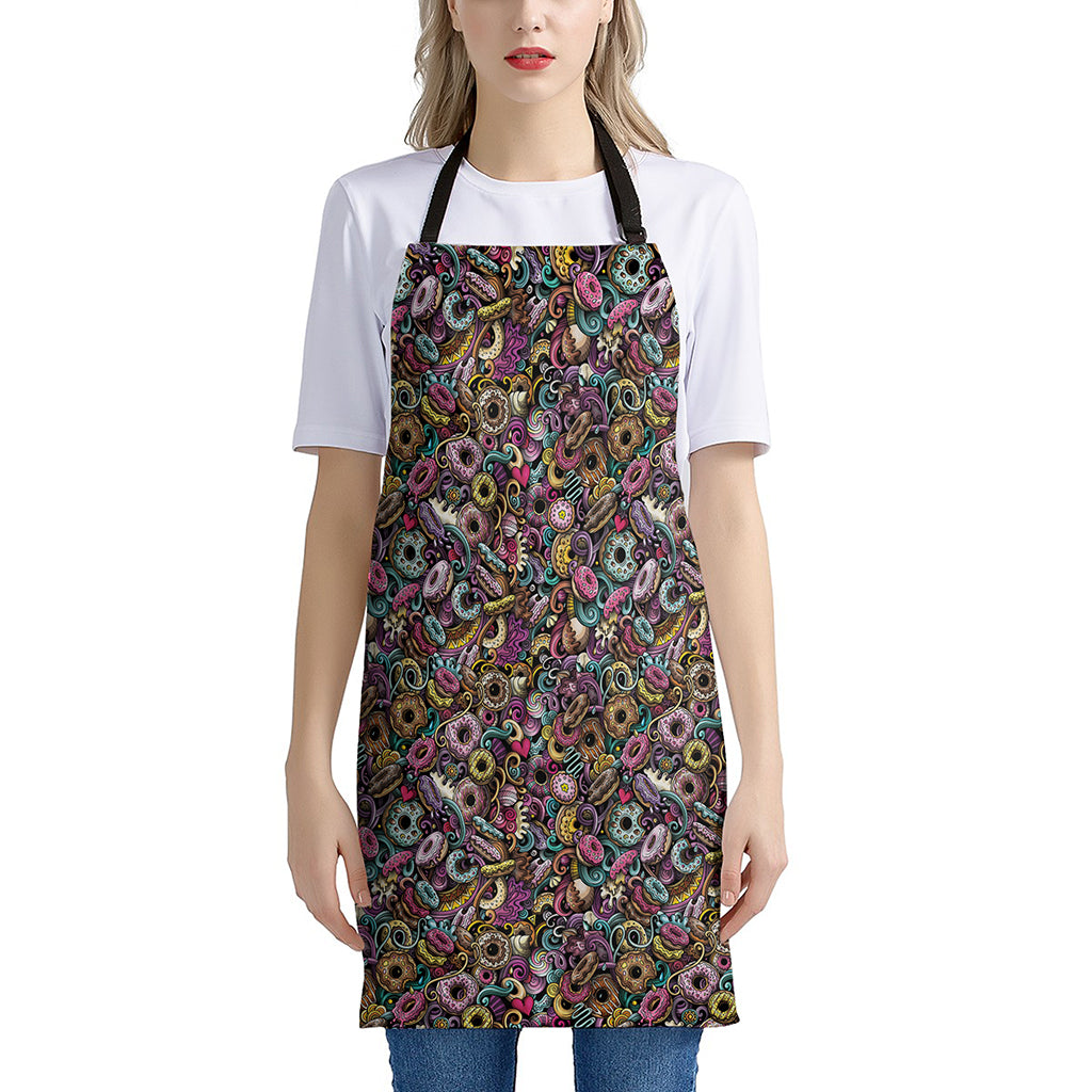 Graffiti Donut Pattern Print Apron