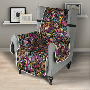 Graffiti Donut Pattern Print Armchair Protector