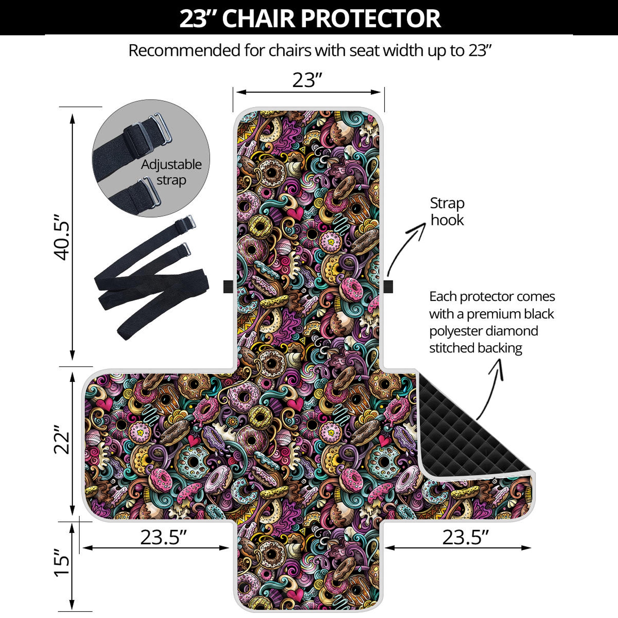 Graffiti Donut Pattern Print Armchair Protector