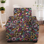 Graffiti Donut Pattern Print Armchair Slipcover