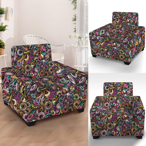 Graffiti Donut Pattern Print Armchair Slipcover