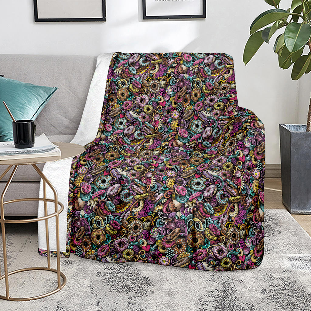 Graffiti Donut Pattern Print Blanket