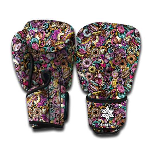 Graffiti Donut Pattern Print Boxing Gloves