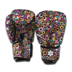 Graffiti Donut Pattern Print Boxing Gloves