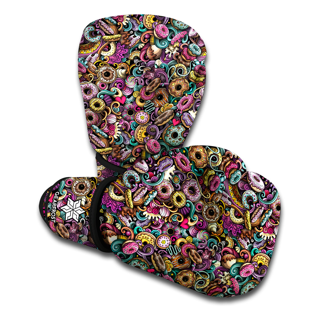 Graffiti Donut Pattern Print Boxing Gloves