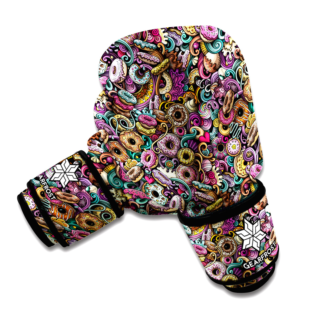 Graffiti Donut Pattern Print Boxing Gloves