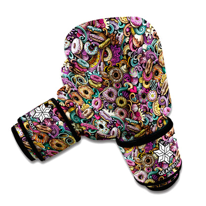 Graffiti Donut Pattern Print Boxing Gloves