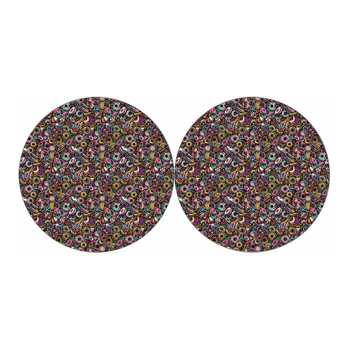 Graffiti Donut Pattern Print Car Coasters